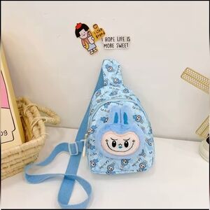 Labubu The Monsters Blue Theme Fuzzy Mini Bookbag Character Kawaii